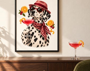 Dalmatian Cosmopolitan Art Print, Unframed A4 or A3