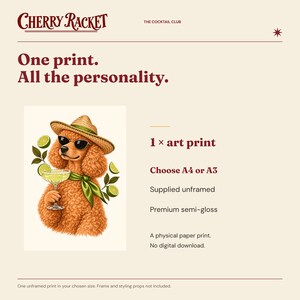 Poodle Margarita Print, A4 or A3 Dog Cocktail Poster, Unframed Wall Art image 9