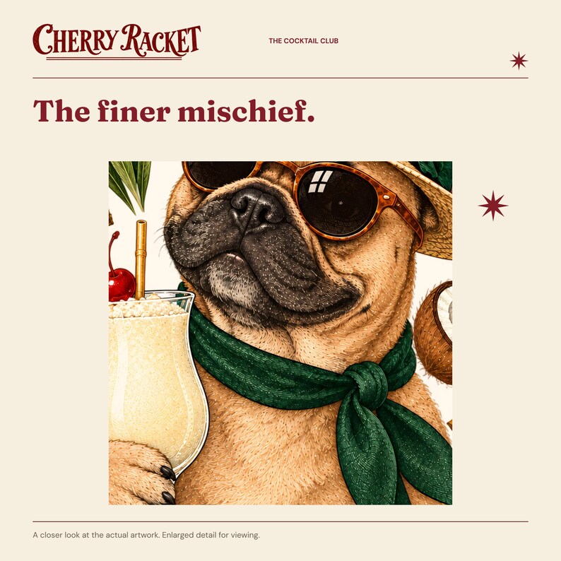 French Bulldog Piña Colada Print, A4 or A3 Dog Cocktail Poster, Unframed Wall Art image 3