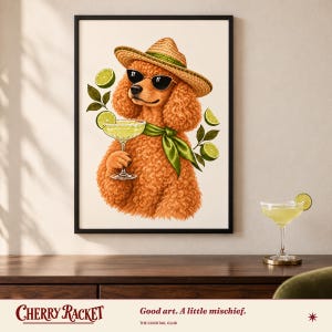 Poodle Margarita Print, A4 or A3 Dog Cocktail Poster, Unframed Wall Art image 1