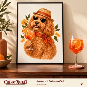 Cockapoo Aperol Spritz Art Print, Unframed A4 or A3