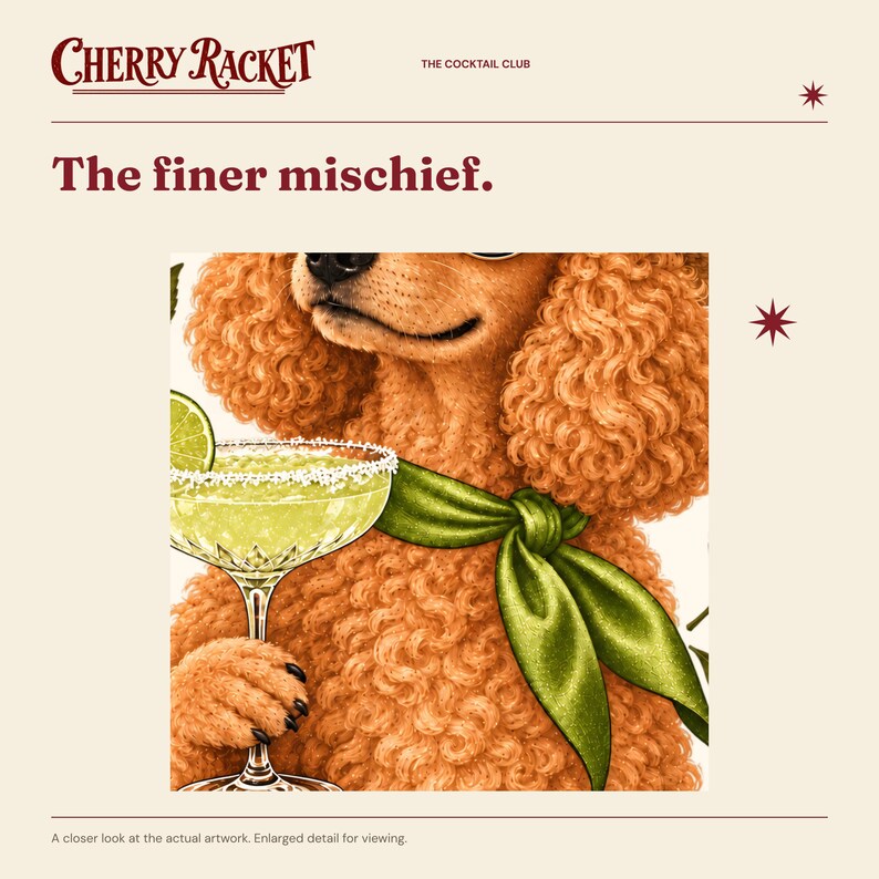 Poodle Margarita Print, A4 or A3 Dog Cocktail Poster, Unframed Wall Art image 3