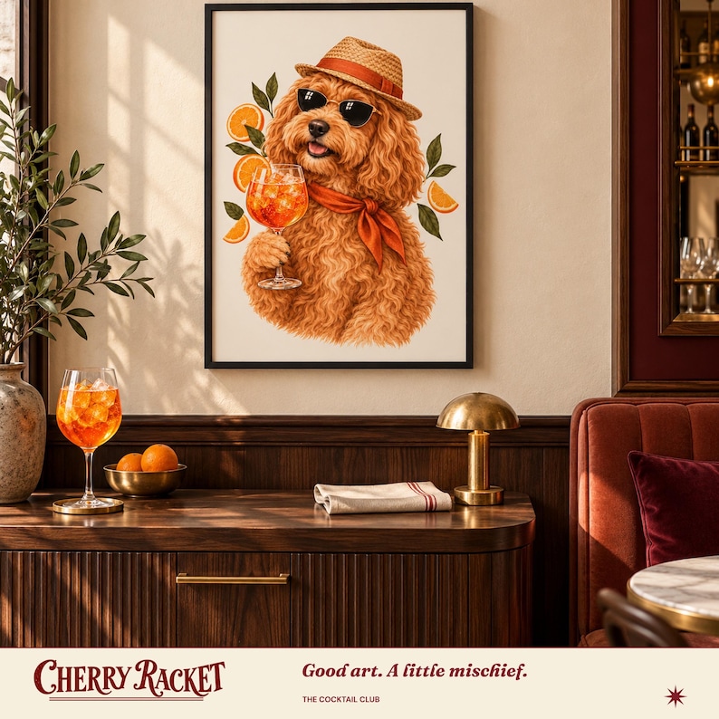 Cockapoo Aperol Spritz Art Print, Unframed A4 or A3 image 5