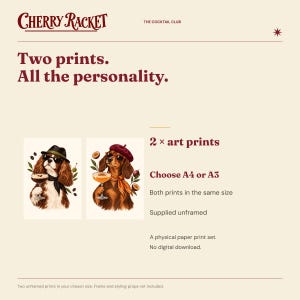 Martini Dog Art Print Set of 2, Cavalier and Dachshund, Unframed A4 or A3 image 9