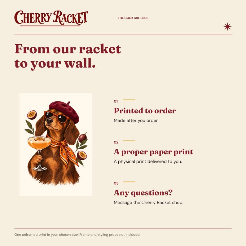Dachshund Pornstar Martini Print, A4 or A3 Dog Cocktail Poster, Unframed Wall Art image 10
