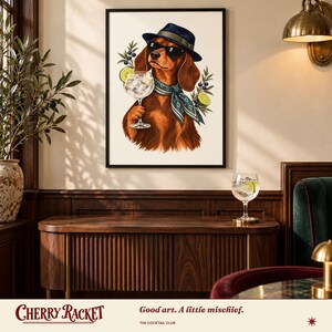 Dachshund Gin and Tonic Art Print, Unframed A4 or A3 画像 5