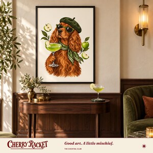Spaniel Appletini Print, A4 or A3 Dog Cocktail Poster, Unframed Wall Art image 5