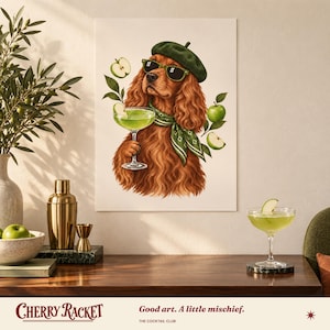 Spaniel Appletini Print, A4 or A3 Dog Cocktail Poster, Unframed Wall Art image 6