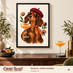 Dachshund Pornstar Martini Print, A4 or A3 Dog Cocktail Poster, Unframed Wall Art image 4