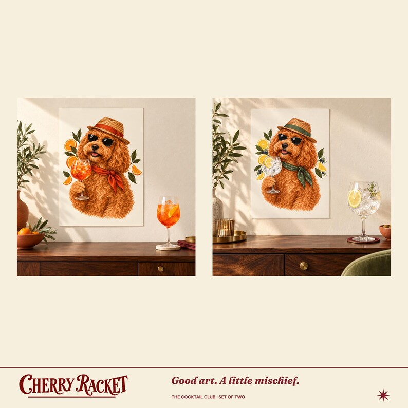 Juego de 2 láminas decorativas de cócteles Cockapoo: Aperol Spritz y Gin Tonic, sin marco, tamaño A4 o A3. imagen 6