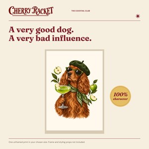 Spaniel Appletini Print, A4 or A3 Dog Cocktail Poster, Unframed Wall Art image 2
