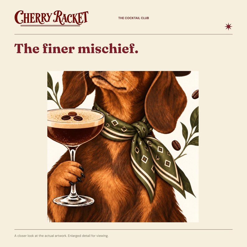 Dachshund Espresso Martini Art Print, Unframed A4 or A3 afbeelding 3