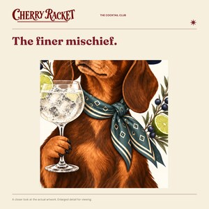 Dachshund Gin and Tonic Art Print, Unframed A4 or A3 画像 3
