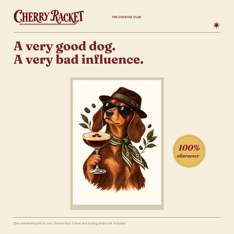 Dachshund Espresso Martini Art Print, Unframed A4 or A3 afbeelding 2