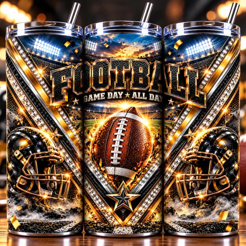 V Shape Football Tumbler Wrap, 20oz Skinny Design, Game Day Fan ...