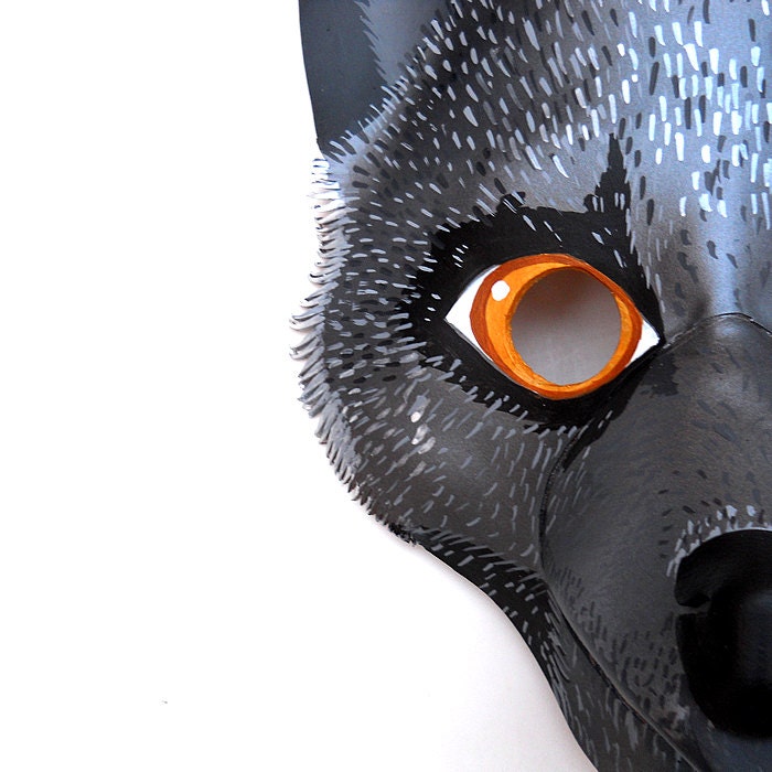 Grey Fox Leather Mask Halloween Animal Black Forest Carnival | Etsy