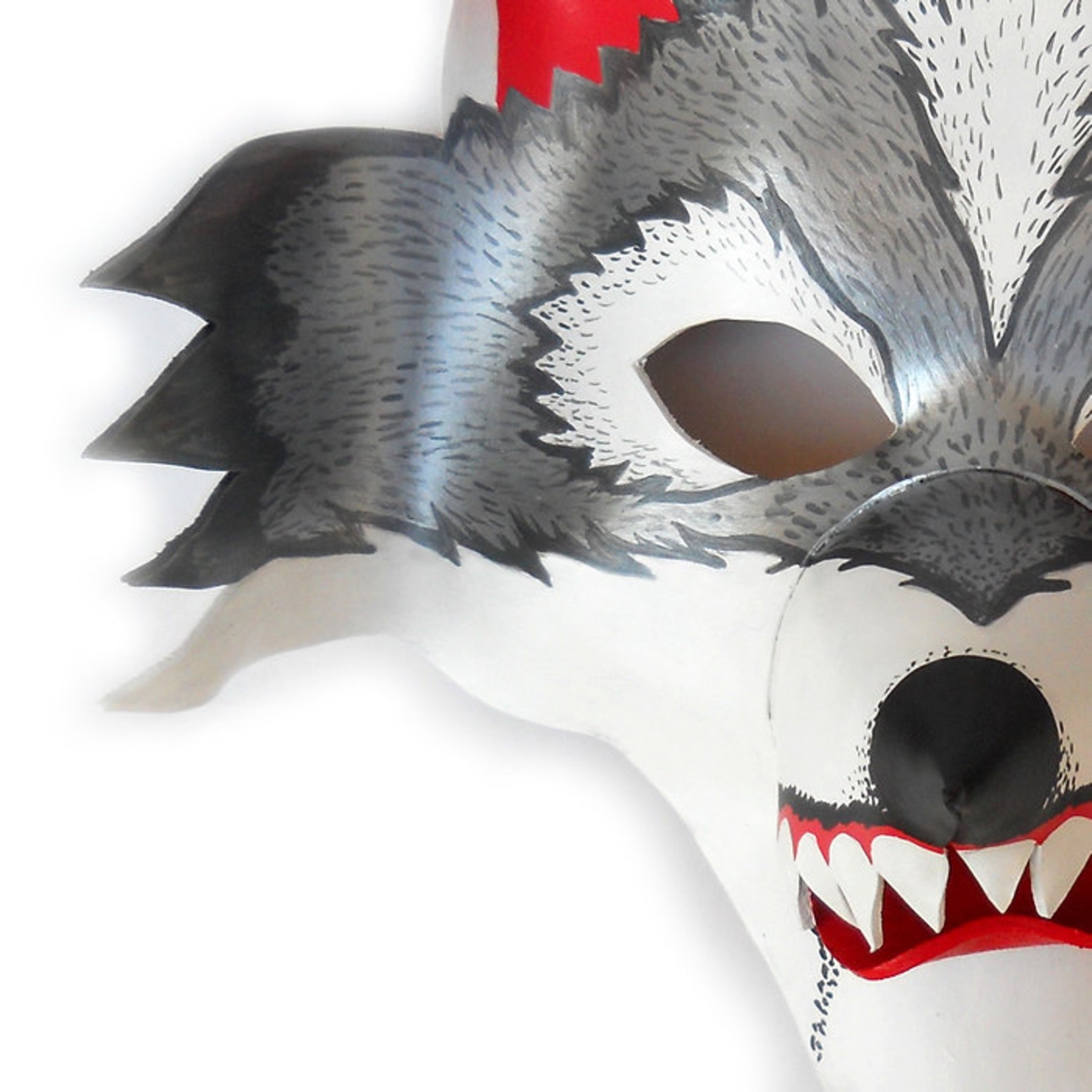 Wolf Leather Halloween Mask Animal Big Bad Wolf White Grey | Etsy