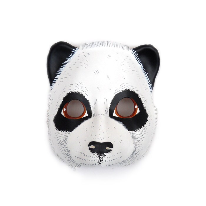 Giant Panda Bear Leather Mask Halloween Costume Black White | Etsy