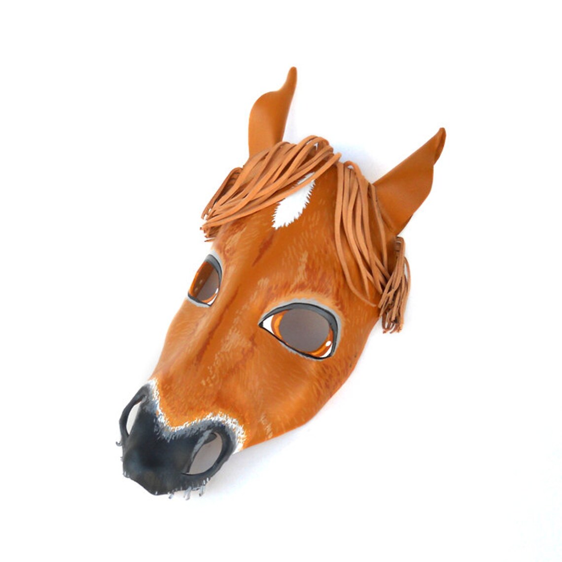Horse Masks Halloween Leather Mask Brown Animal Equine Donkey Etsy