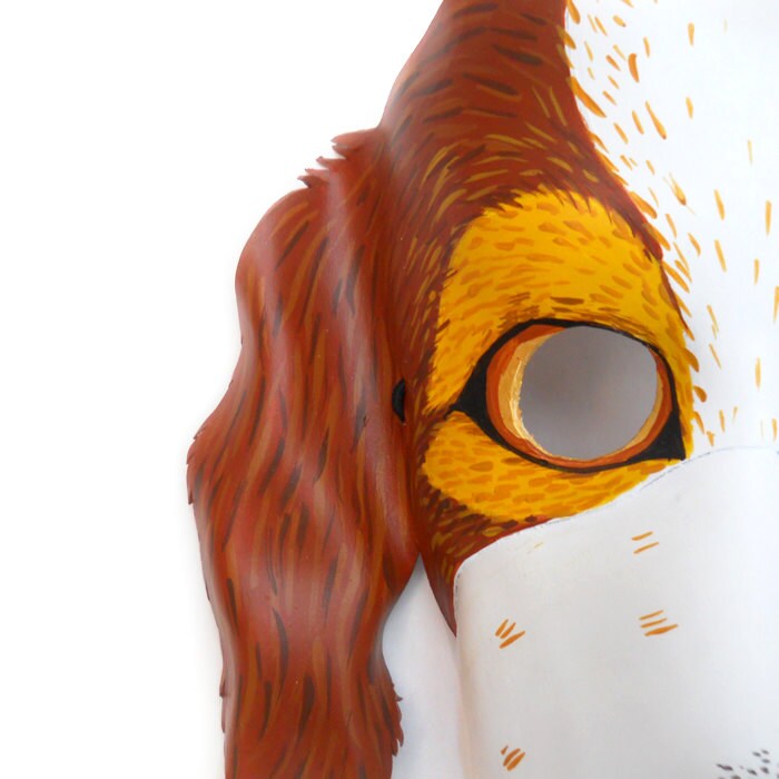 Dog Mask Halloween Leather Masks Costume Party Brown and White Etsy