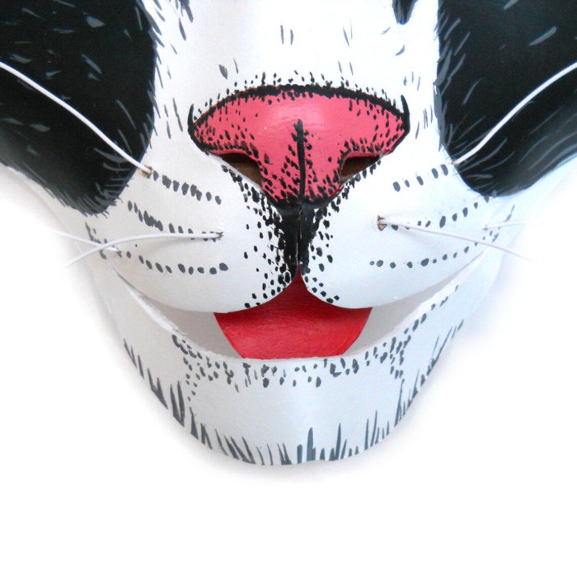 Cat Mask Halloween Leather Masks Kitty Feline Black White Pink Etsy