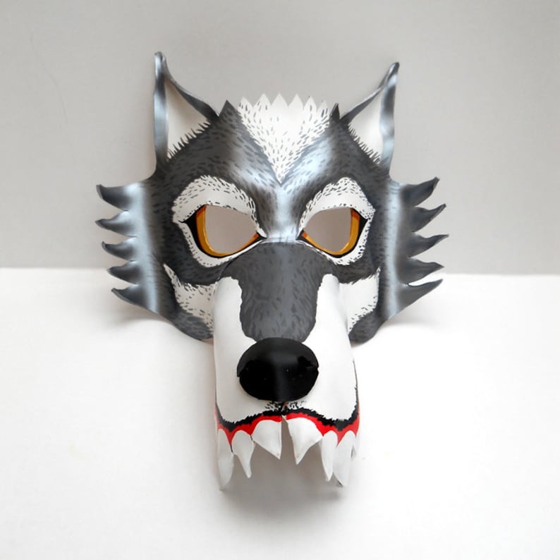 Big Bad Wolf Halloween Leather Mask Costume Animal Werewolf | Etsy