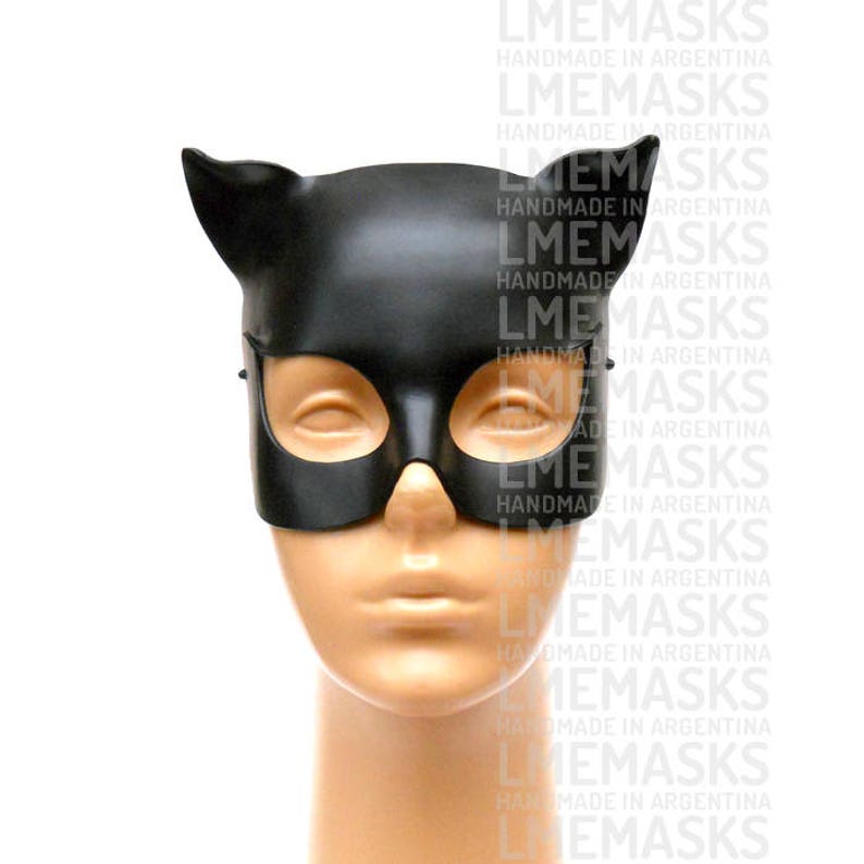 Catwoman Mask Black Leather Halloween Super Hero Sexy Batman | Etsy