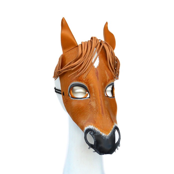 Horse Masks Halloween Leather Mask Brown Animal Equine Donkey Etsy