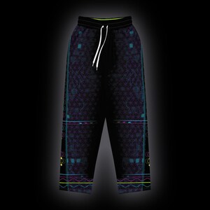 Pantalones deportivos Metatron Pulse Rave, atuendo para festivales, ropa EDM, ropa técnica, psytrance, streetwear oscuro.