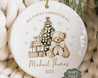 Baby Boy First Christmas Ornament – Personalized Newborn Name Keepsake Ornament 2026