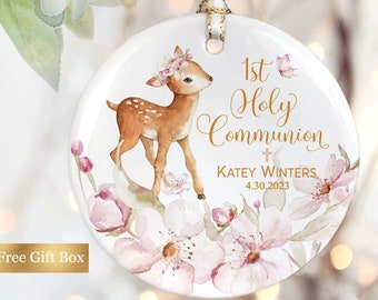 Personalized Porcelain Ornament - First Communion Gift for Girl - Catholic Communion Gift