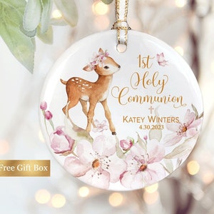 Personalized Porcelain Ornament - First Communion Gift for Girl - Catholic Communion Gift