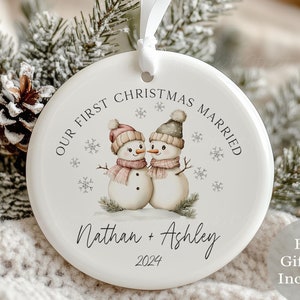 First Christmas Married Ornament - Personalized Wedding Gift, Newlywed Gift - Our First Christmas Ornament, Newly Married Gift