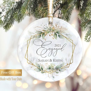 Our First Christmas Engaged Ornament Engagement Gift image 1