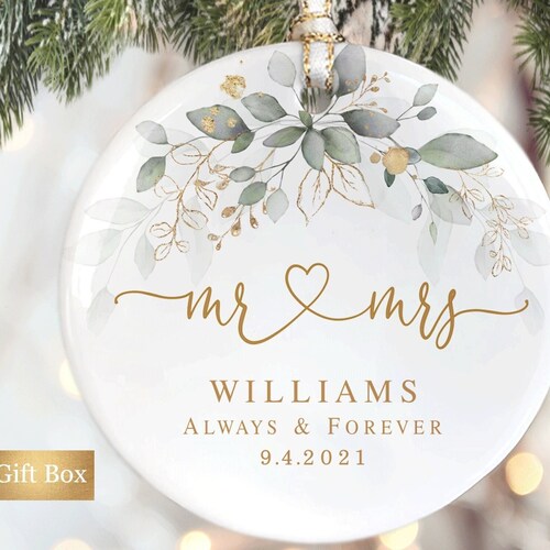 Newlywed Ornament Mr and Mrs Gift Just Married Arrows and Etsy