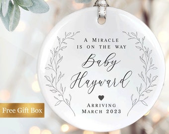 Pregnancy Announcement Ornament - Pregnancy Reveal to Grandparents - Pregnancy Gift for Mom - Miracle Baby