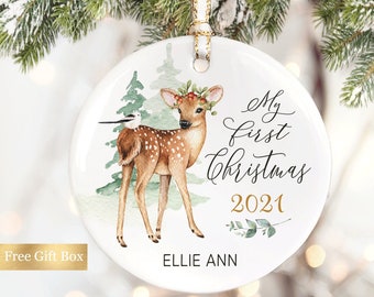 Baby's First Christmas Ornament My first Christmas New baby Gift Personalized Baby Ornament Girl 2021