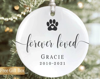 Personalized Pet Memorial Ornament, Memorial Gift for Loss of Dog or Cat, Sympathy Gift for Loss of Pet, Christmas Ornament, Forever Loved