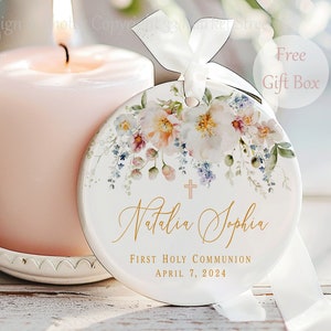 Personalized Porcelain Ornament - First Communion Gift for Girl - Baptism Gift Girl - Confirmation Gift