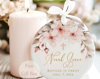 Personalized Porcelain  Ornament- Baptism Gift for Girl - Goddaughter Gift - Dedication Gift