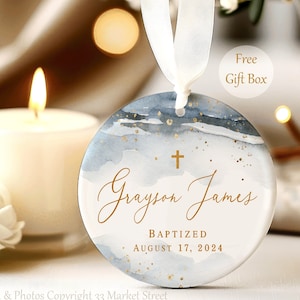 Personalized Porcelain Ornament- Baptism Gift for Boy - Custom Christening Gift
