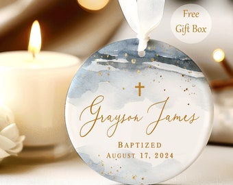 Personalized Porcelain Ornament- Baptism Gift for Boy - Custom Christening Gift