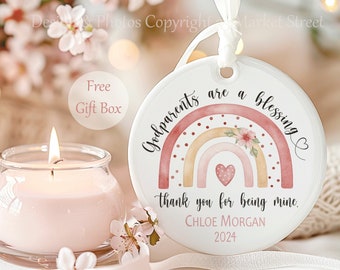 Personalized Godparents Porcelain Ornament - Godparents Proposal - Godmother or Godfather Gift from Goddaughter or Godson