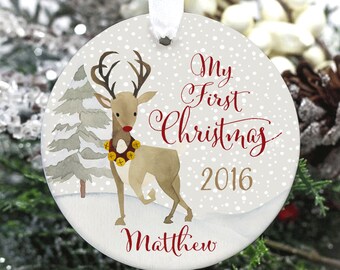 baby's first christmas deer ornament