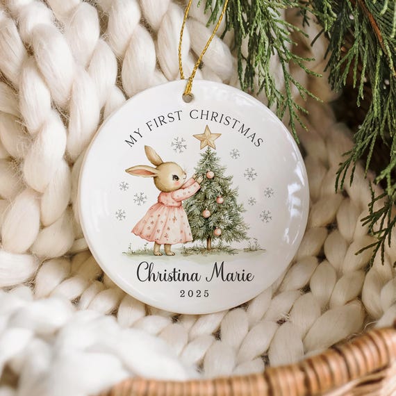 Baby's First Christmas Ornament, My first Christmas New Baby Gift, Personalized Christmas Ornament for Girl 2025