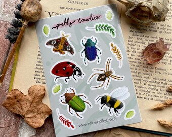 SALE Bugs Sticker Sheet | Vinyl Stickers | Journal Stickers | Insect Stickers | Widlife Sticker | Bug Lover | Insect Gift | Nature Stickers