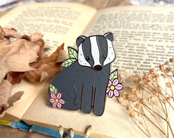 Badger Enamel Pin | Badger Pin | Cute Badger | Badger Gift | Cottagecore Enamel Pin | Cottagecore Gift | Badger Lover | Cottagecore Pin