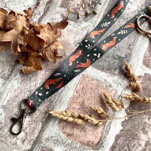 Woodland Lanyard Fox Design | Cute Lanyard | Witch Lanyard | Fox Art | Fox Stationery | Fox Print | Woodland Print | Woodland Art | Fox Gift