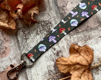 Mushroooms Lanyard | Cute Lanyard | Witchy Lanyard | Mushroom Art | Toadstool Gift | Woodland Print | Toadstool Stationery Toadstool Lanyard