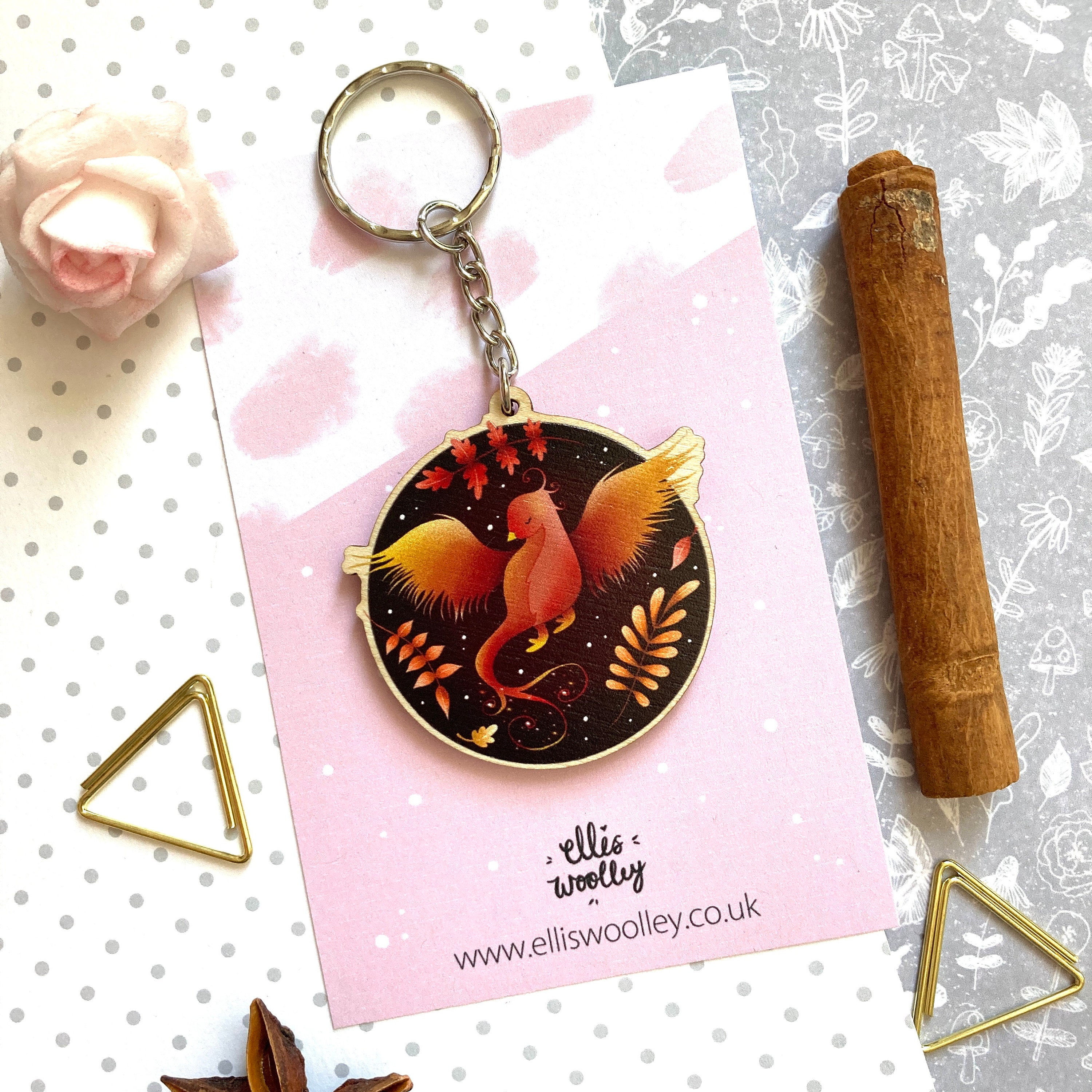 Phoenix Key Ring Phoenix Gift Wooden Keyring Wooden Etsy